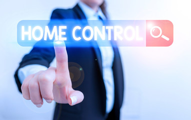 Poster - handwriting text home control. conceptual photo provides homeowners security comfort and energy effi