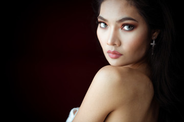 portrait of beautiful asian sexy girl with long hair using as background woman sexy beauty fashion p