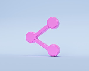 Aufkleber - minimal pink share symbol or icon isolated on pastel blue background. 3d rendering