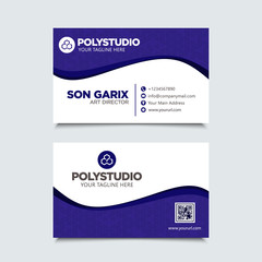 Fototapete - Creative minimalist business card name purple design template with simple modern elegant layout. Corporate identity card vector background for company.