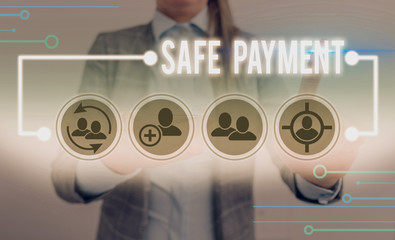 Leinwandbilder - Word writing text Safe Payment. Business photo showcasing webpage where credit card numbers are entered is secured