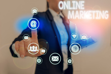 Poster - handwriting text online marketing. conceptual photo leveraging web based channels spread about compa