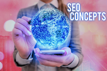 Poster - text sign showing seo concepts. business photo text a process of increasing the quality of website t