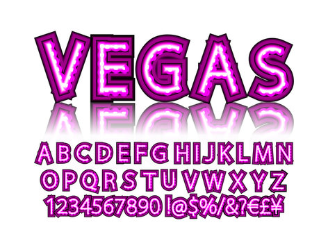 Pink neon tube alphabet font.