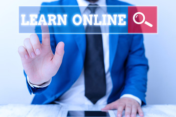 Poster - Handwriting text writing Learn Online. Conceptual photo education that takes place over the Internet or computer