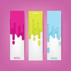 3D Papercut Liquid Drop Banner Set. Colorful Background Vector Illustration. Place Your Text Here