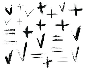vector graphics smear elements addition subtraction equals, signs symbols