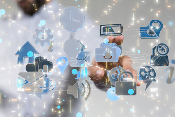 code data concept in hand digital 3d