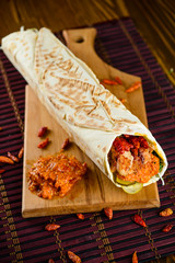 Canvas Print - spicy shawarma with chili pepper