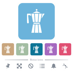 Poster - Coffee maker flat icons on color rounded square backgrounds