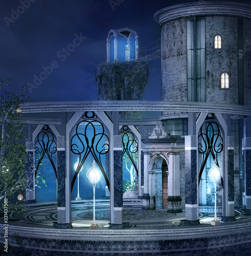 Fotografía Elves palace in a blue night scenery