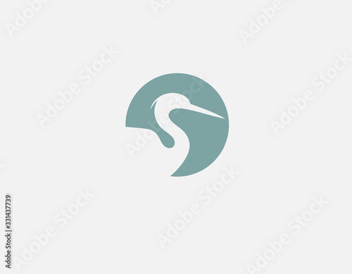Fotografía Abstract geometric logo icon heron silhouette in a circle for your company