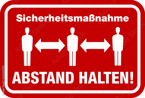 Fotografía rotes Schild mit Text Sicherheitsmaßnahme ABSTAND HALTEN