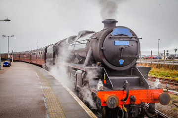 Old Scottish steam train and locomotive