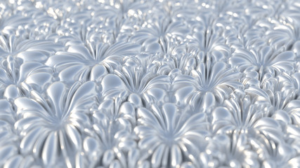 Abstract chrome flowers wall pattern. Chromium background