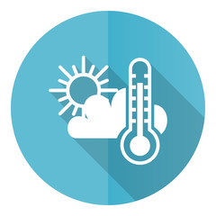 Poster - Weather forecast blue round flat design vector icon isolated on white background
