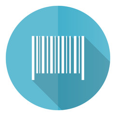 Poster - Barcode blue round flat design vector icon isolated on white background