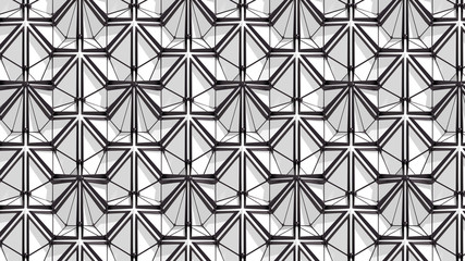 Poster - Abstract 3D background with fantasy luxury pattern of black and white plastic and metallic triangular polygons. 3D illustration