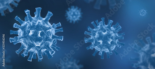 Fotomural Coronavirus COVID-19 - Arrière-plan de virus flottant - Virologie et Microbiolog