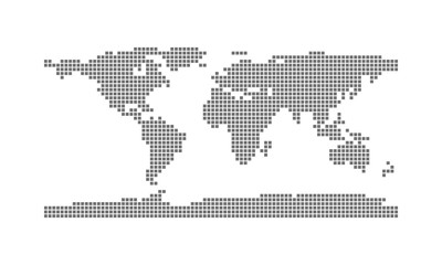 Wall Mural - Abstract world Map with Square Pixel Dots Spot Modern Tecnology Concept Design Isolated on White background Vector illustration. Good for Coronavirus disease Infection Explaination using.