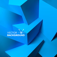 Poster - Abstract background with overlapping blue cubes