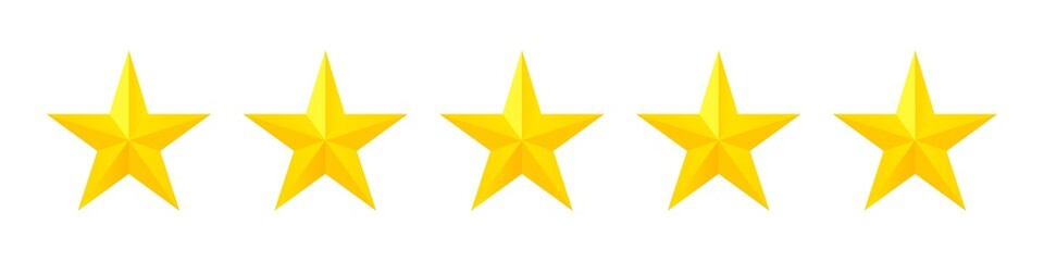 Wall Mural - five stars. vector isolated icon. classic rank concept. customer product rating review. customer ser
