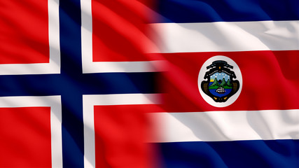 Wall Mural - Waving Norway and Costa Rica Flags