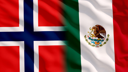 Wall Mural - Waving Norway and Mexico Flags