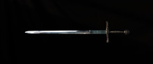 Medieval Knight's Sword On A Black Background