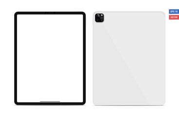 Wall Mural - Realistic vector flat mock-up iPad Pro 2020 12,9 with blank screen isolated on white background. Scale image any resolution