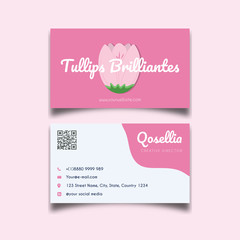 Wall Mural - Beautiful white pink tulip flower business card template