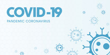 Covid-19 - Blue Web Banner Screen On White Background - Coronavirus Epidemic Crisis