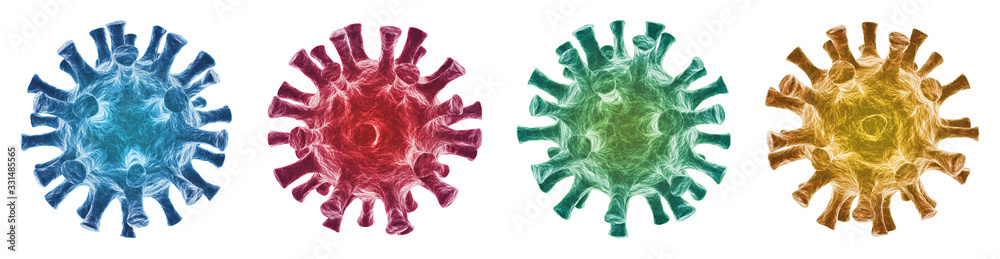 Virus isolé sur fond blanc - Virologie et Microbiologie 3D - Coronavirus COVID-19 concept - obrazy, fototapety, plakaty 