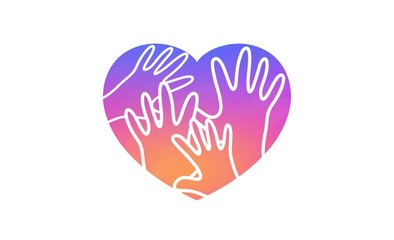 hands silhouette humanity solidarity health care heart on white background 