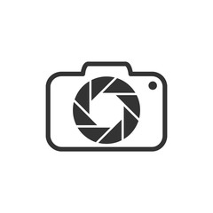 Camera photography logo icon template. Pixel art camera logo isolated on white. Logo studio camera for photographer