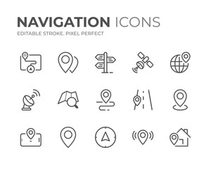 Wall Mural - Navigation Line Icons Set