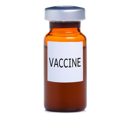 Wall Mural - Glass jar medicine vaccine on white background isolation