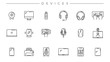 Devices concept line style vector icons set