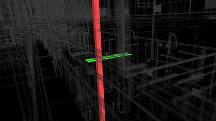Fototapete - Demonstration of the clash of MEP systems of BIM models