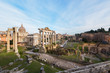 Ruins of the Roman Forum at dusk in Rome, Italy