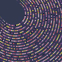 Poster - retro color dots in circle. abstract halftone background.