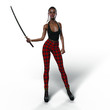 © MissusKisses - Black Woman with Katana Sword (Transparent with Shadows)