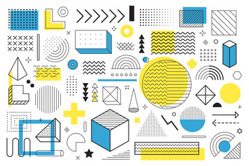 Poster - Big set of memphis design elements on a white background