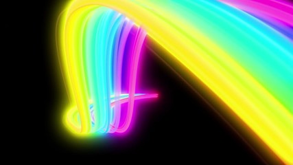 Wall Mural - Beautiful Rainbow Trail Flowing Seamless. Looped 3d Animation of Rainbow Colored Abstract Stream Flying. Stroke of Light. Digital and Technology Concept. 4k Ultra HD 3840x2160