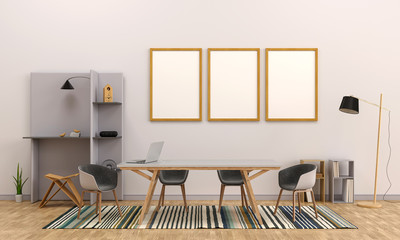 Wall Mural - home office room interior 3d rendering