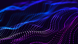 Fototapeta Młodzieżowe - Abstract futuristic wave background. Network connection dots and lines. Digital background. 3d rendering.
