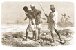 Old illustration of African prisoner