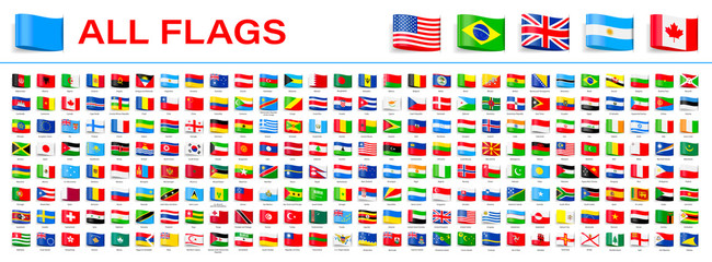 Canvas Print - All World Flags - Vector Tag Label Flat Icons. 2020 versions of flags