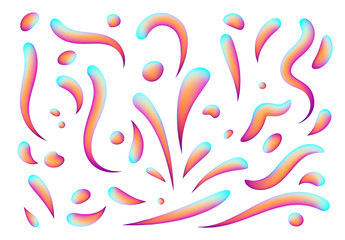 Wall Mural - set isolated elements of holographic chameleon design palette of shimmering colors. modern abstract 