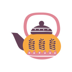 Wall Mural - tea or coffee kettle flat style icon vector design